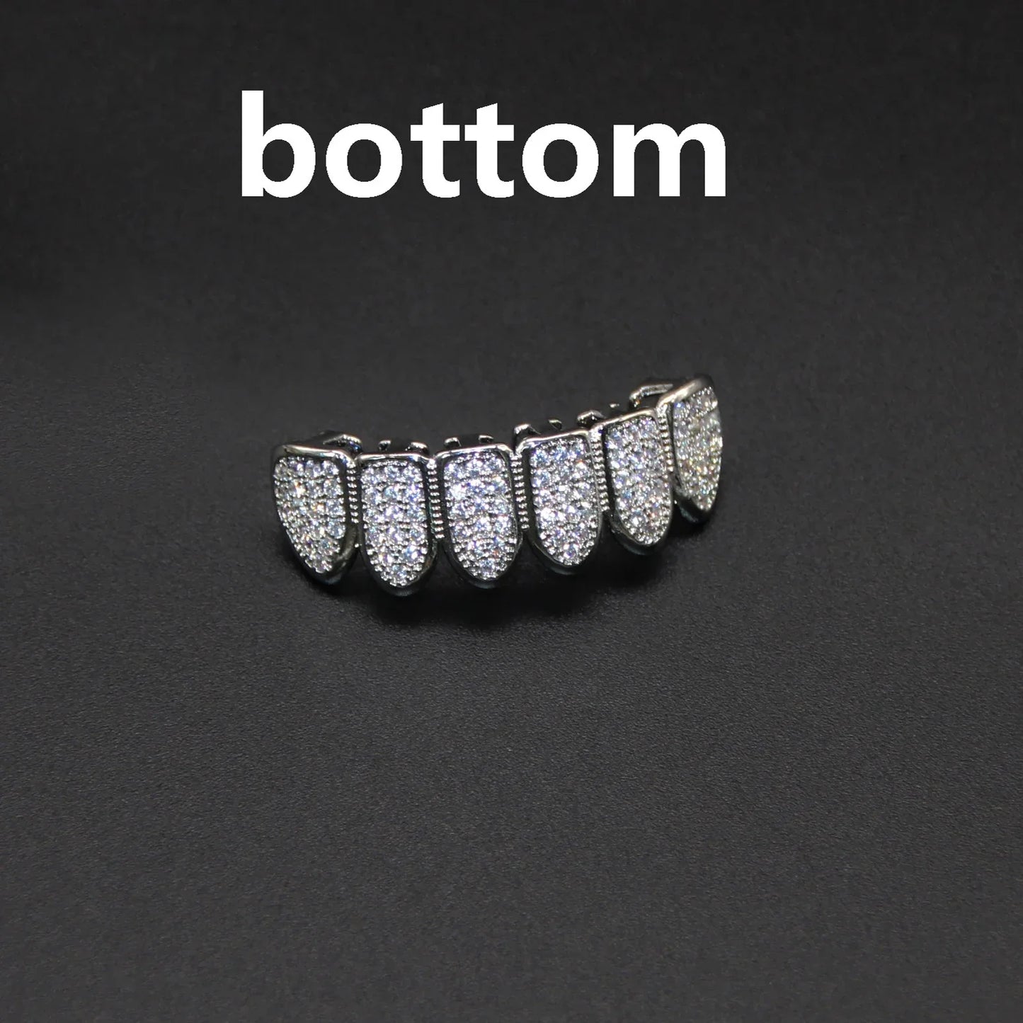 HipHop CZ Teeth Set – Unisex Gold & Silver Top/Bottom Mouth Caps, Removable Dental Fashion Jewelry