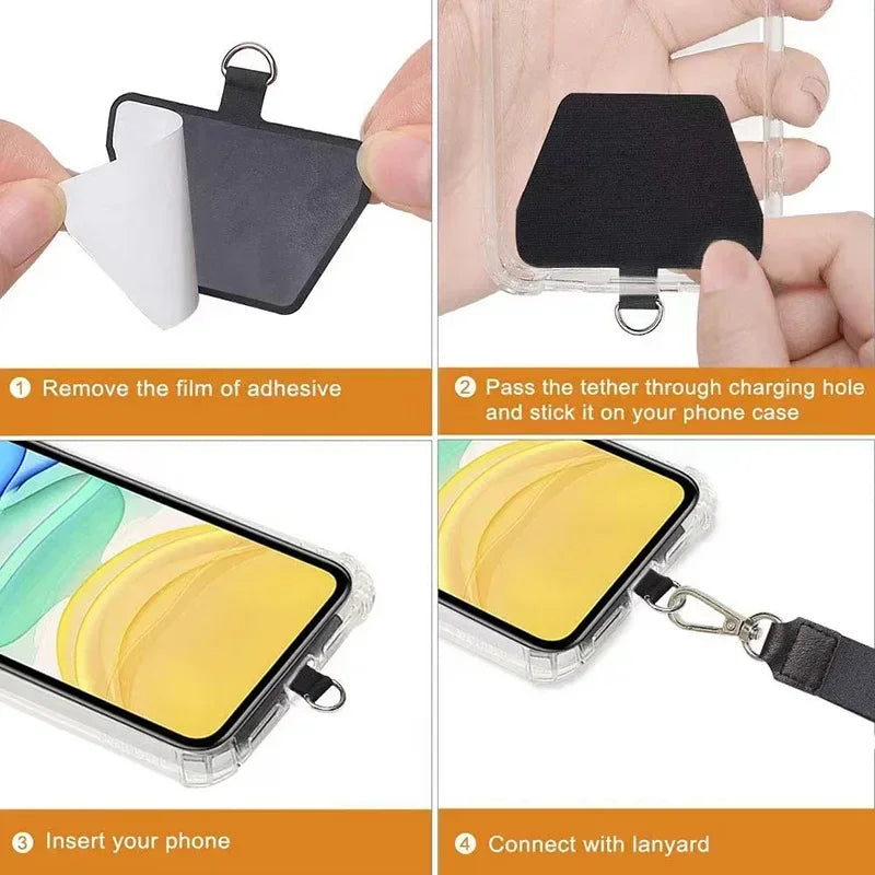 1–20PCS Universal Self-Adhesive Lanyard Tabs – Strong Phone Wrist Strap Patch Clips & Hanging Rope Replacement Set