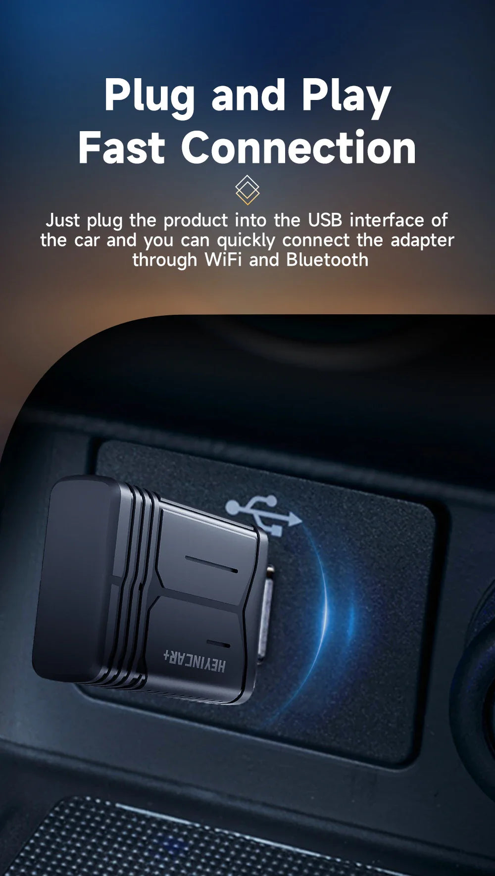 2025 HEYINCAR 2-in-1 Wireless Android Auto & CarPlay Adapter – Plug and Play for Kia, Volvo, Audi, MG, VW, Hyundai, Jeep