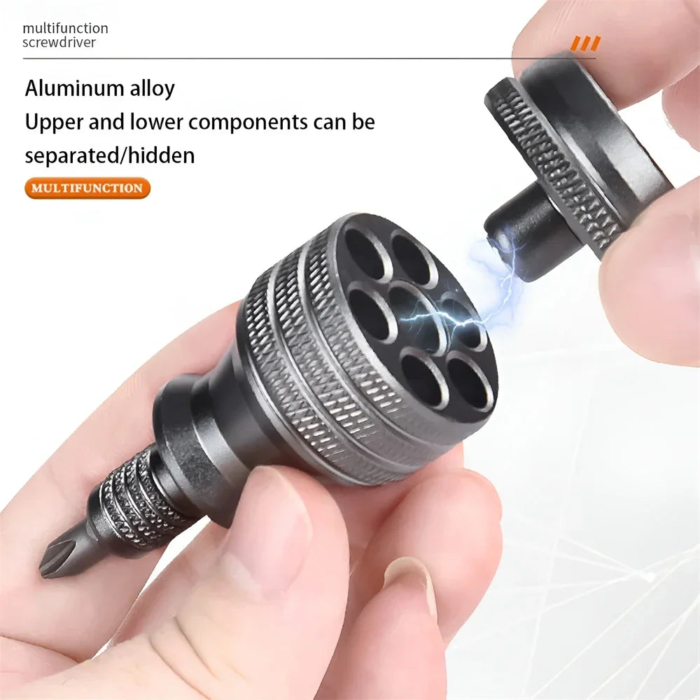 Mini Titanium Screwdriver Set — 7-in-1 Magnetic 1/4" S2 Alloy Steel Drill Bit EDC Repair Tool