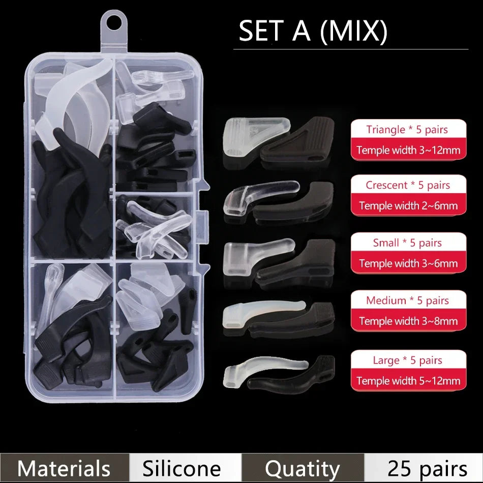 Eyeglass Retainer Set – Anti-Slip Silicone Ear Hooks for Glasses & Sunglasses