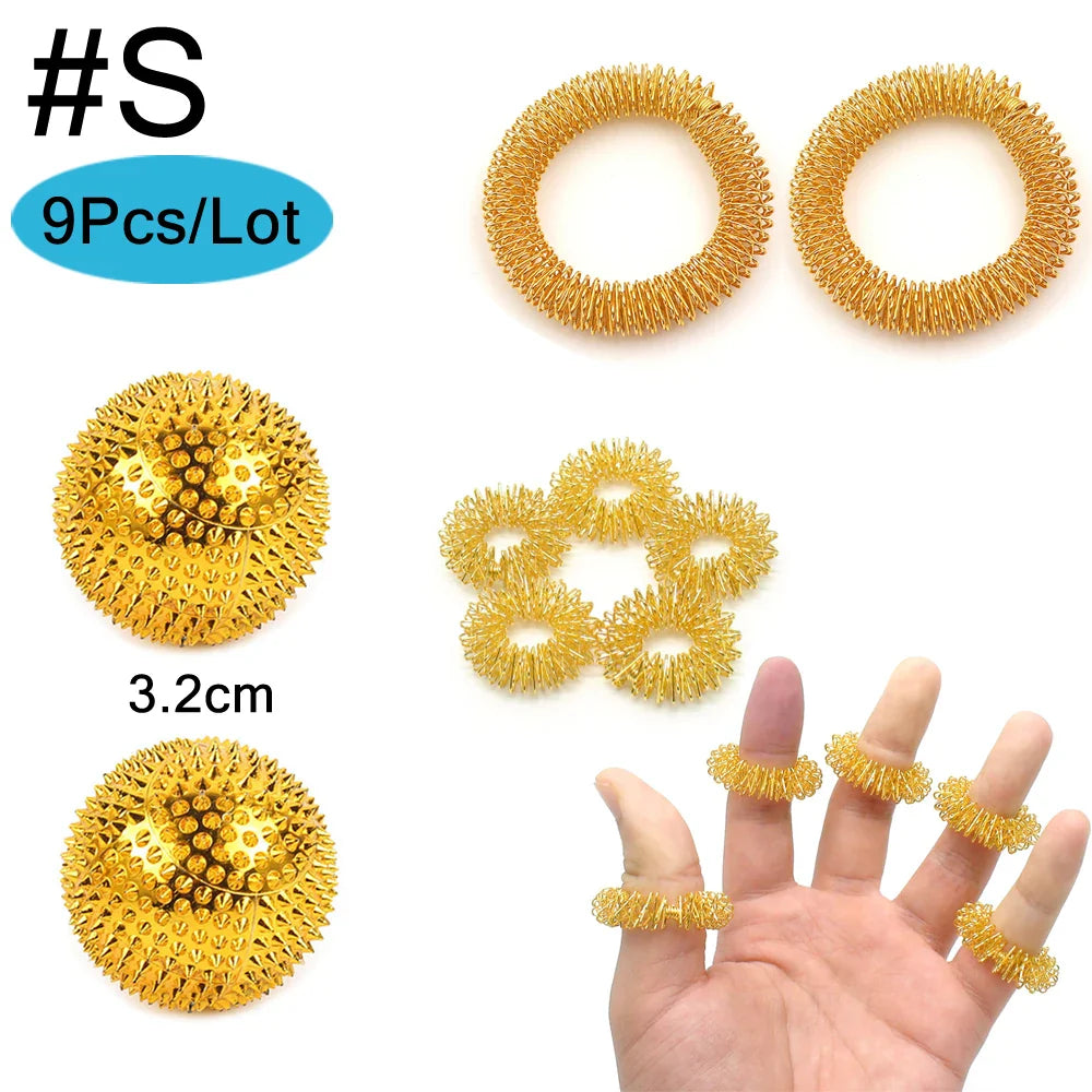 9pcs Hand & Foot Magnetic Therapy Spiky Massage Balls – Acupressure Trigger Point Pain Relief Pocket Massager