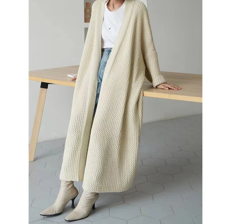 Thick Loose Long Cardigan Sweater Coat – Long Sleeve Warm Knit Outerwear, V-Neck Casual Office Jacket for Women, Fall & Winter