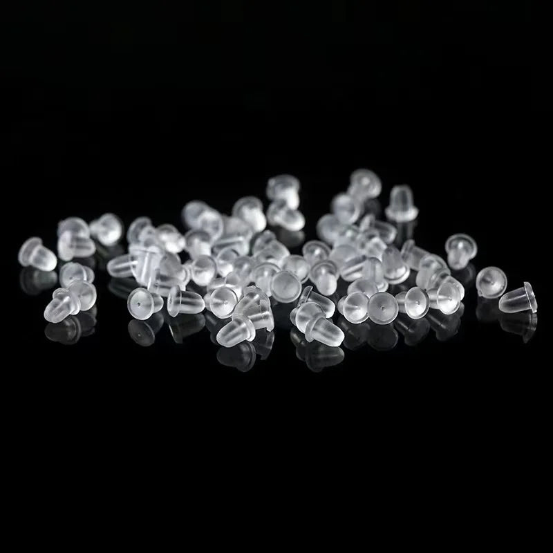100pcs Clear Silicone Earring Backs – Soft Rubber Safety Bullet Stopper Jewelry DIY Accessories Ear Plugs Replacement
