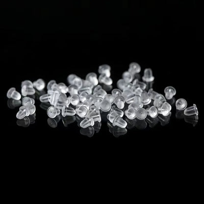 100pcs Clear Silicone Earring Backs – Soft Rubber Safety Bullet Stopper Jewelry DIY Accessories Ear Plugs Replacement