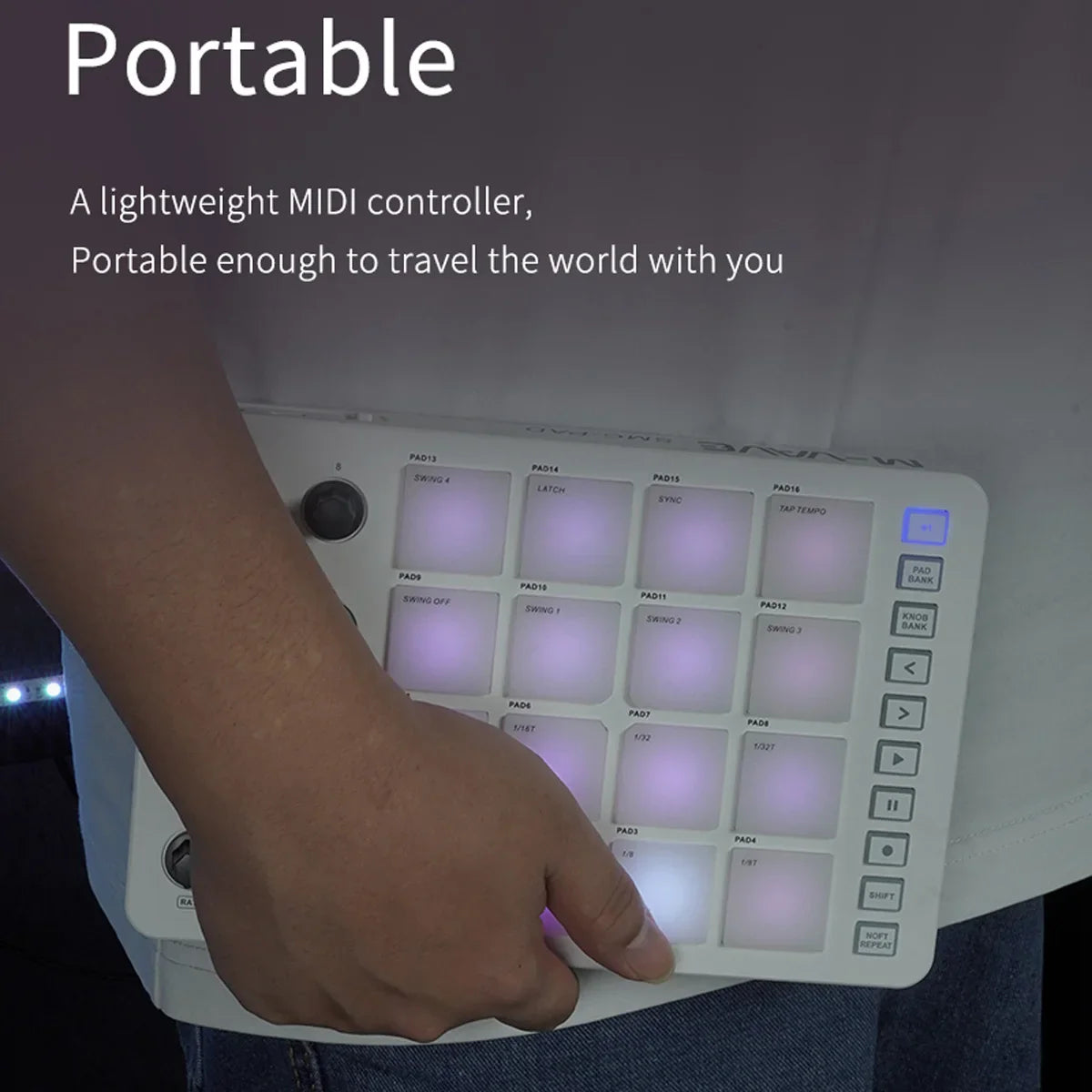 M-VAVE SMC-PAD Wireless MIDI Controller – Portable Percussion Keyboard with USB-C Interface, Compact MIDI Pad for Music Production