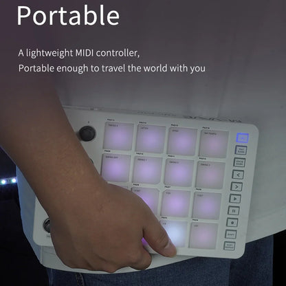 M-VAVE SMC-PAD Wireless MIDI Controller – Portable Percussion Keyboard with USB-C Interface, Compact MIDI Pad for Music Production