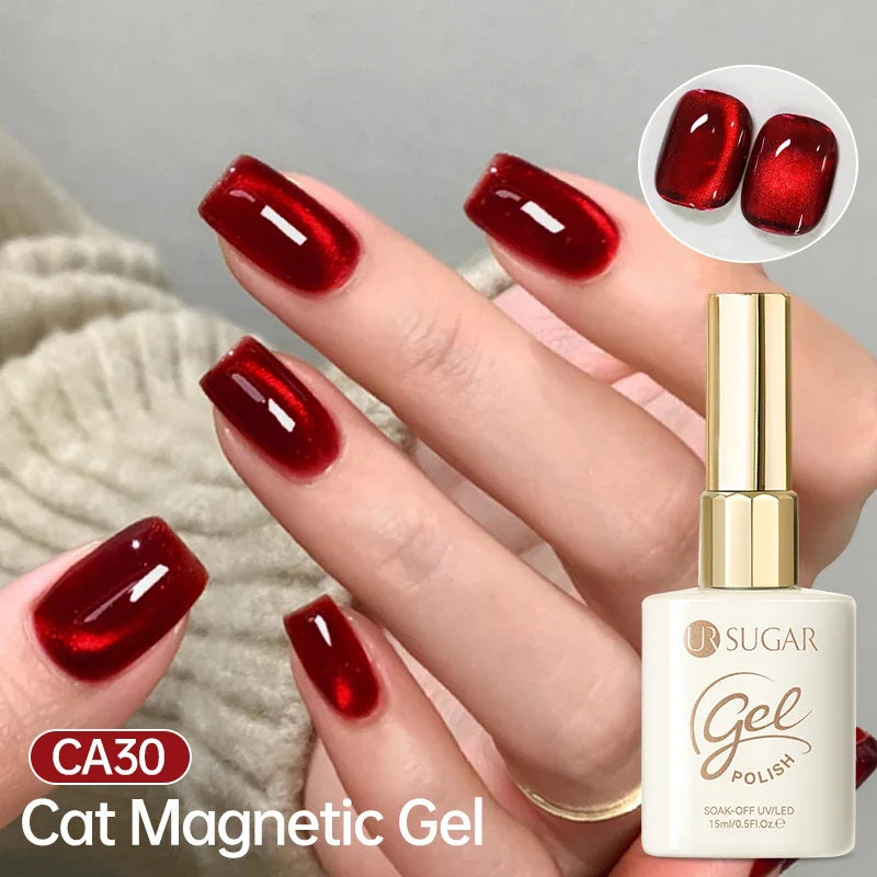 UR SUGAR Jelly Pink Cat Magnetic Gel Nail Polish 15ml - Glitter Ice Effect Soak Off UV LED Semi-Permanent Manicure Gel