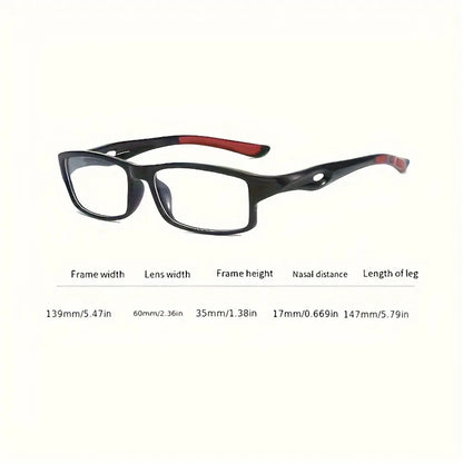 5PCS Sport Style Anti-Blue Light Reading Glasses – Rectangular Full Rim Non-Prescription Eyewear with PC Frame
