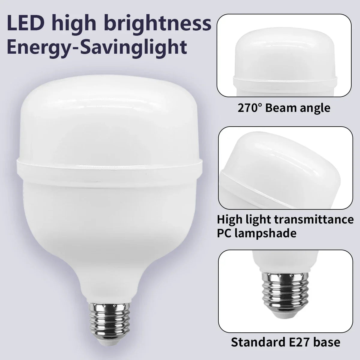 1-5PCS 50W Super Bright LED Bulb – 5000LM E27 Lamp for Home & Living Room, AC 110V/220V