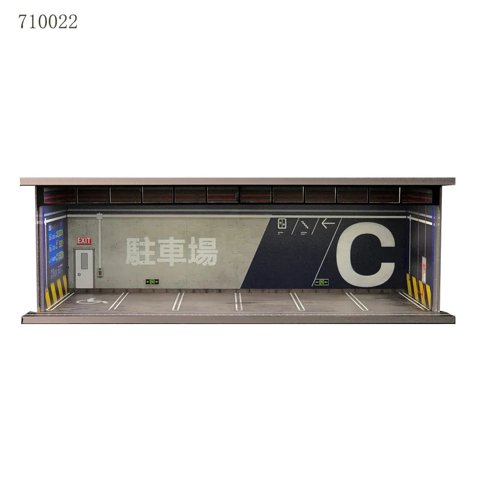 GFans 1:64 Scale Diorama Car Garage Model – LED Lighted Parking Lot DIY City Set for Collection & Display Gifts