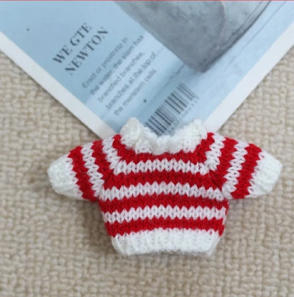Labubu Striped Sweater Outfit - Matching Hat Pendant, Customizable Doll Accessories