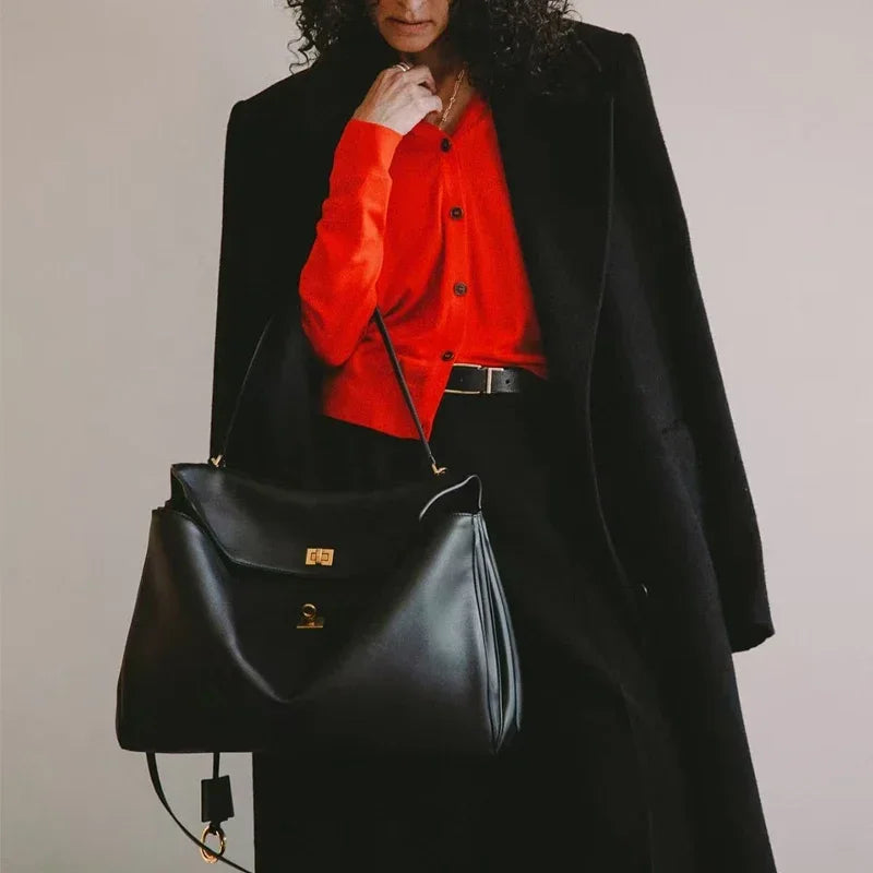 New Rodeobag Leather Kelly Bag — Women’s Large Capacity Fashion Handbag with Advanced Lock, High-End Underarm Bag
