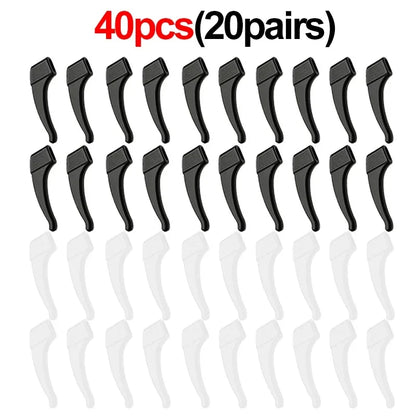 2/40PCS Silicone Ear Hooks for Glasses | Anti-Slip Eyewear Grip, Temple Sleeve & Sunglasses Holder Accessories