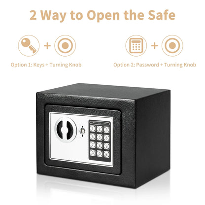 Deli 0.2 Cubic Feet Electronic Digital Safe — Steel Money Box with Fireproof Bag for Home Cash and Valuables