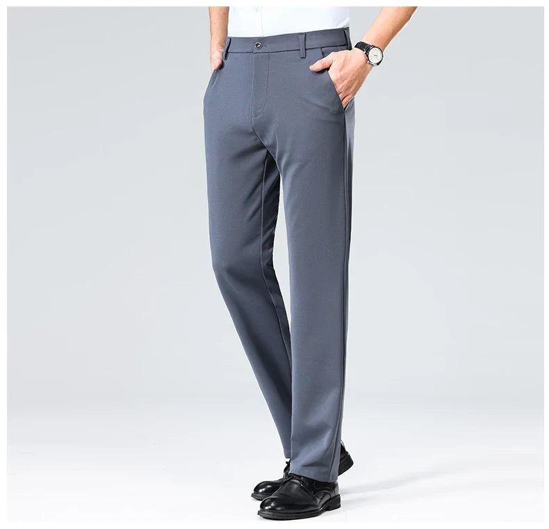 Plus Size Men's Business Suit Pants – Stretch Formal Dress Trousers | Classic Black for Big Men