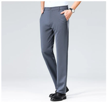 Men's Summer & Autumn Dress Pants – Thin Formal Work Trousers | Business Casual Black & Wine Red Long Pants