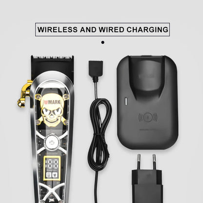 WMARK NG-130 Wireless Charging Hair Clipper – High Speed Professional Type-C Rechargeable Cutter with Charging Stand