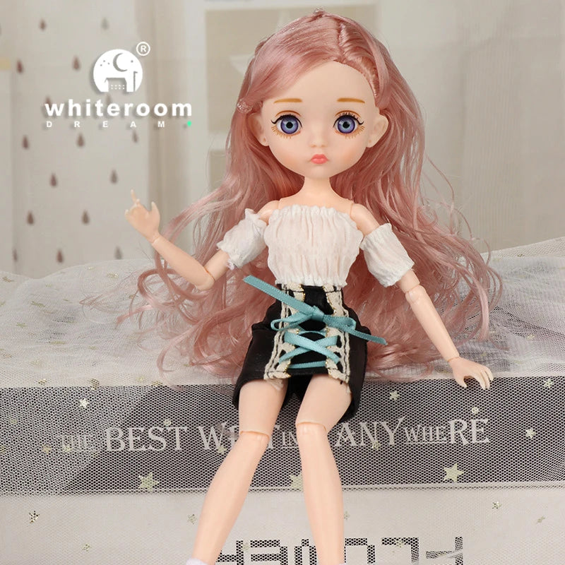 Slim 26cm BJD Doll for Girls – 13 Movable Joints with Princess Outfit, Blue Eyes & Eyelash Accessories