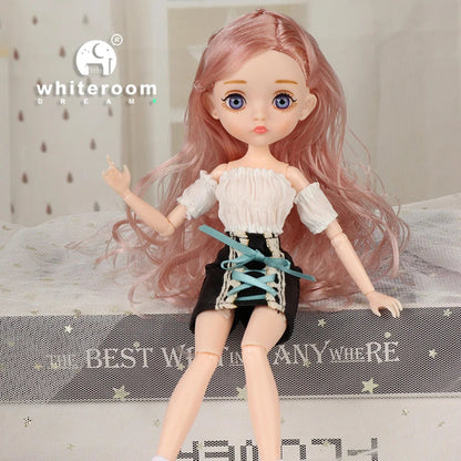 Slim 26cm BJD Doll for Girls – 13 Movable Joints with Princess Outfit, Blue Eyes & Eyelash Accessories