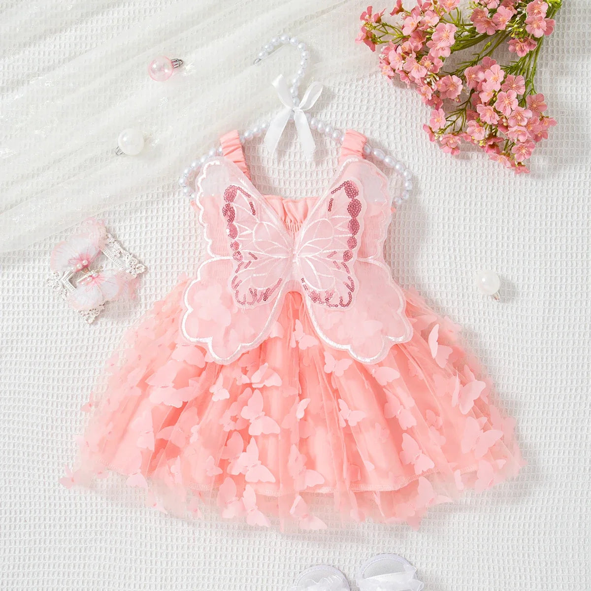 Princess Baby Girl Dress - Cute Butterfly Suspender Outfit for Ages 9 Months–3 Years