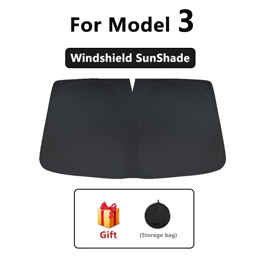 Split Sunshade for Tesla Model 3 (2017-2023) & Model Y – Front & Rear Sunroof Windshield Skylight Glass Roof Cooling Shade