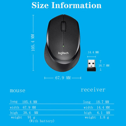 Logitech M330 Wireless Gaming Mouse - 2.4GHz USB, 1000DPI, 3-Button Optical Mouse for Laptops & PCs