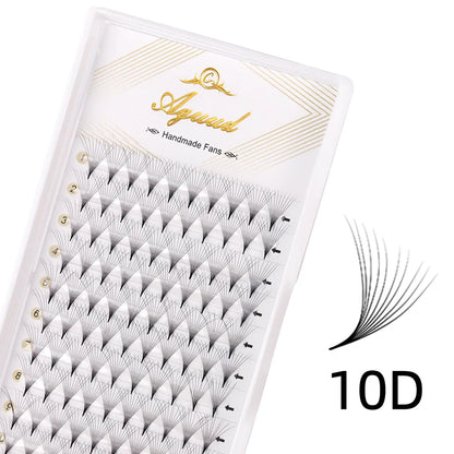 AGUUD 10-Tray Premade Volume Lashes – Super Fans with Needle Stem & Narrow Base for Eyelash Extensions