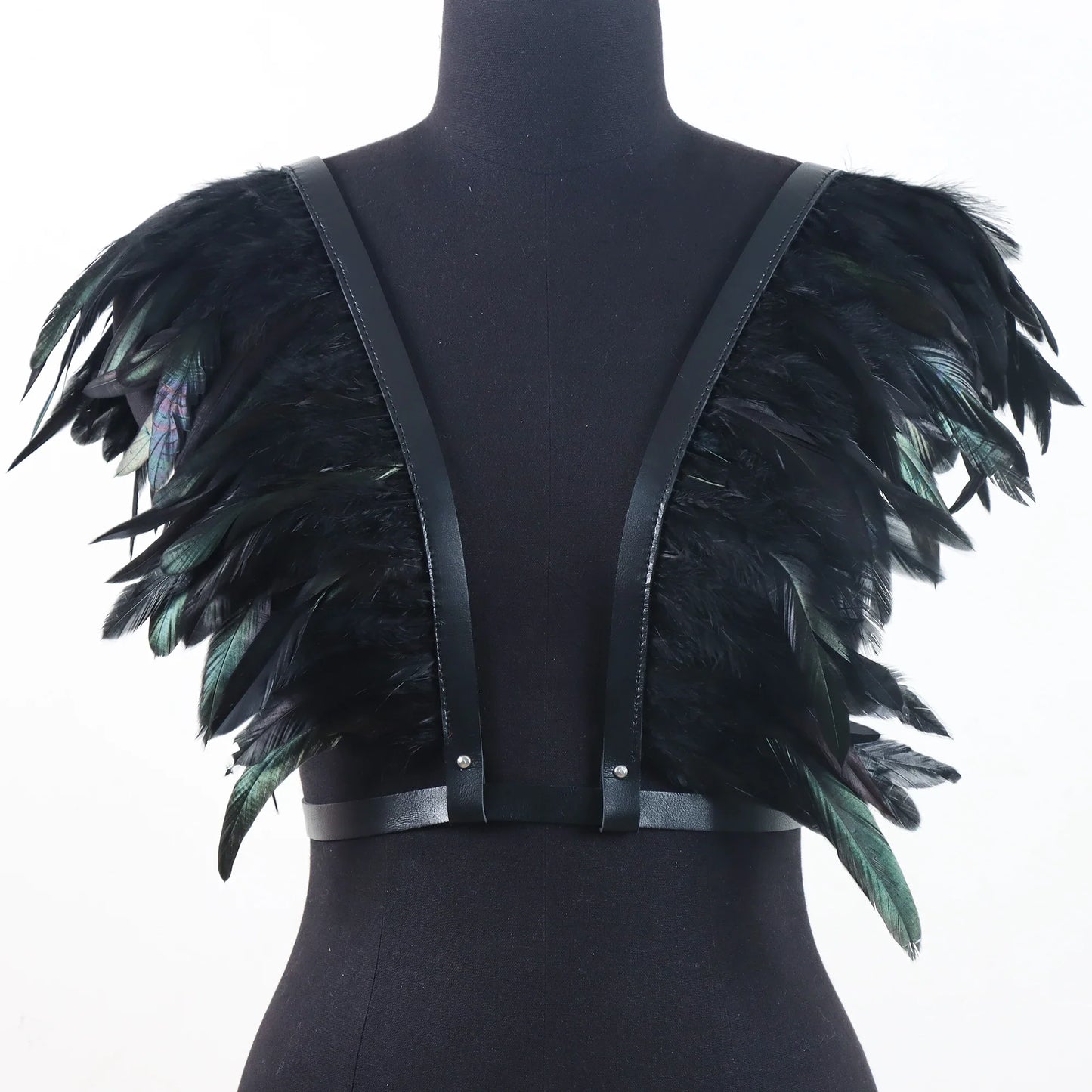Vintage Medieval Feather Belt Shawl Cloak – Renaissance Halloween Cosplay Shoulder Feather Costume Accessory