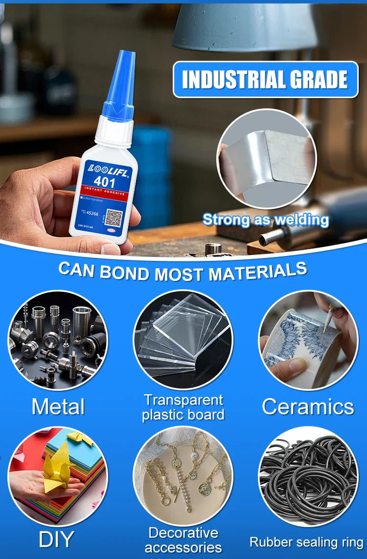 Upgraded 401 Super Cyanoacrylate Glue – Instant 5-Second Drying, Waterproof & Versatile Strong Adhesive