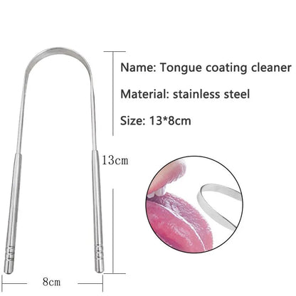 Stainless Steel U-shaped Tongue Scraper for Fresh Breath - 3 Color Options - Oral Hygiene Care Tool