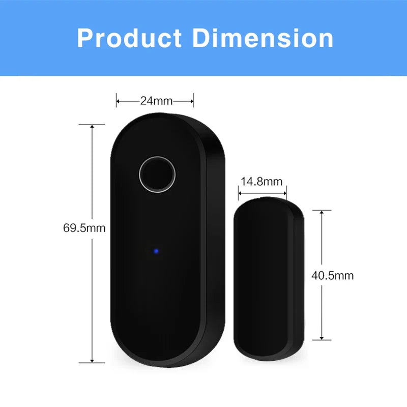 Tuya Smart Zigbee Door & Window Sensor – Black Open/Close Detector for Smart Home Security, Compatible with Smart Life App
