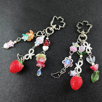 Cute Strawberry Bow Keychain - Y2K Coquette Handbag Pendant & Girls Gift Accessory