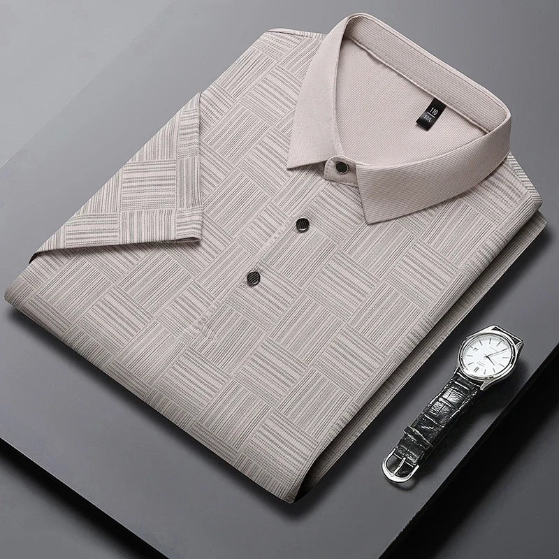Men's Printed Business Casual Polo Shirt - 2026 Short Sleeve Breathable Fashion Top