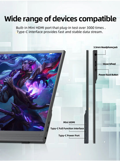 ZSUS 15.6-Inch Portable Monitor – 1080P HDR, 16:9, Low Blue Light for Xbox, PS4/PS5, Switch, Phone & Laptop Extension