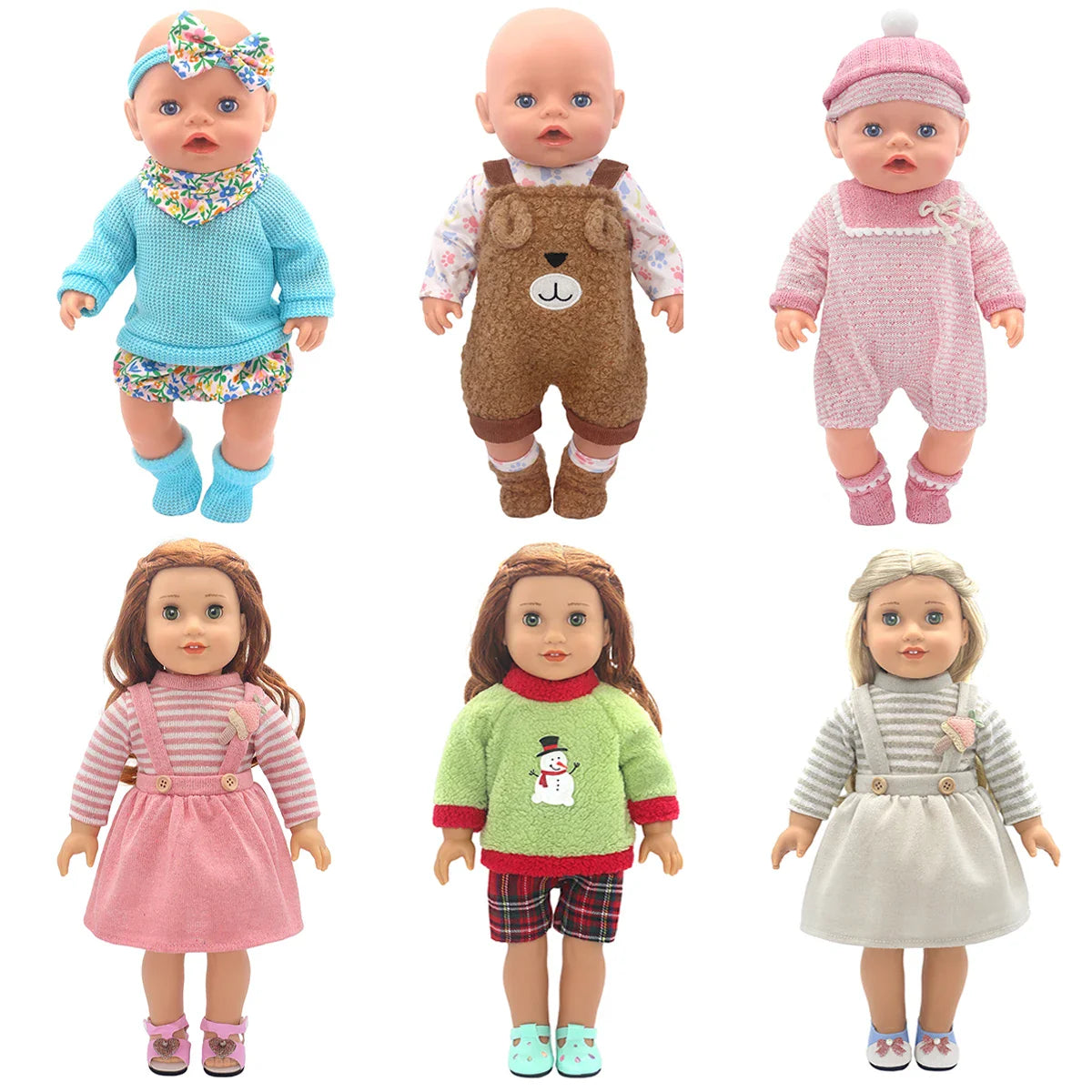Baby Born Doll Clothes Set – Cute Jumpers, Rompers & Shoes for 13-18 Inch Newborn Dolls, Festival & Birthday Gift