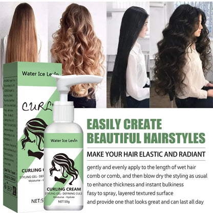 Curly Hair Styling Cream – Moisturizing & Smoothing Formula for Elasticity and Shine, Easy to Set
