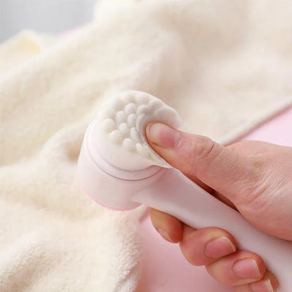 3D Double-Sided Silicone Facial Cleansing Brush – Soft Bristles Manual Massage Exfoliator for Deep Face Wash