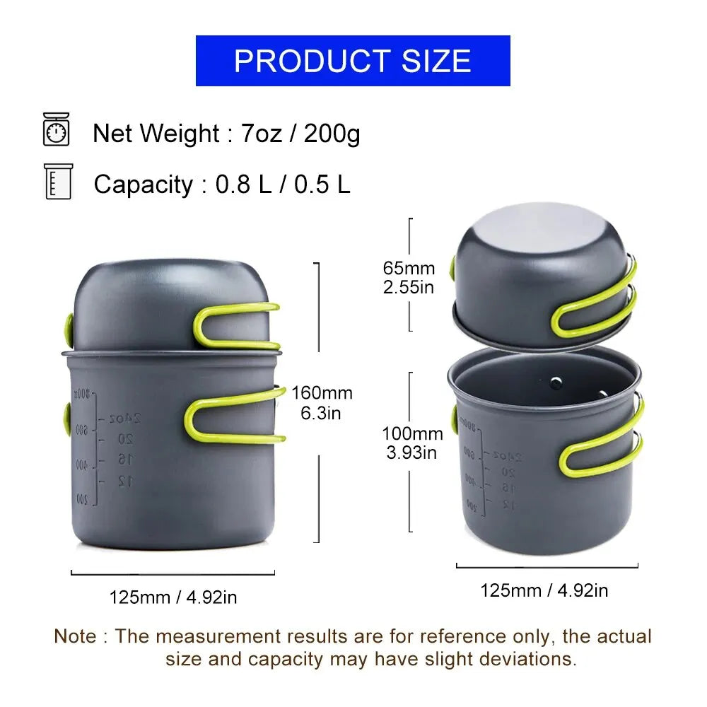 Ultralight Camping Cooking Utensils Set - Widesea Outdoor Tableware Pot Set for Hiking, Picnic, Travel, & Tourist Adventures - Durable Dishes Supplies Equipment