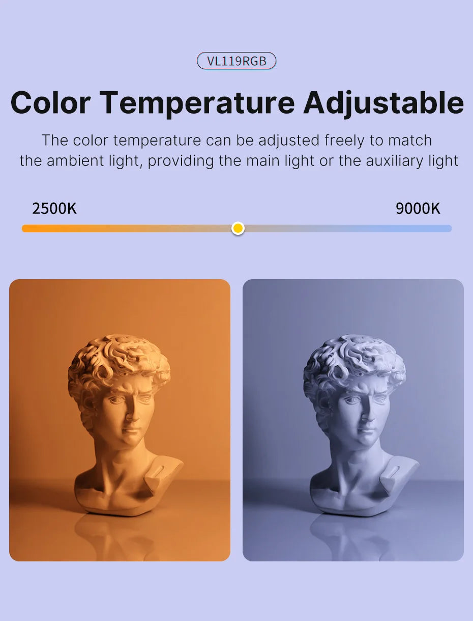 Ulanzi VL119 19.68" Handheld RGB LED Stick Light – Colorful Photography Wand with CRI 95+, 2500K-9000K Studio Lamp