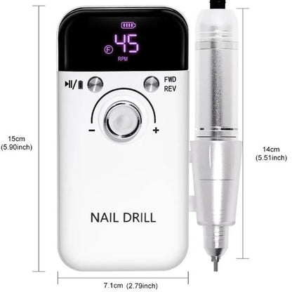 45000RPM Electric Nail Drill – Professional Rechargeable Nail File for Gel Nails, Portable Manicure Tool
