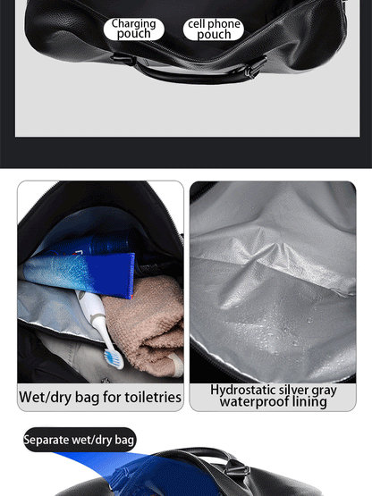 Retro Short Trip Bag – Large Capacity PU Waterproof Sports & Fitness Motorcycle Leisure Bag