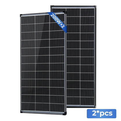 200W Bifacial N-Type Monocrystalline Solar Panel - High Efficiency Dual-Sided PV Module for RV, Boat, Cabin & Off-Grid Power Systems