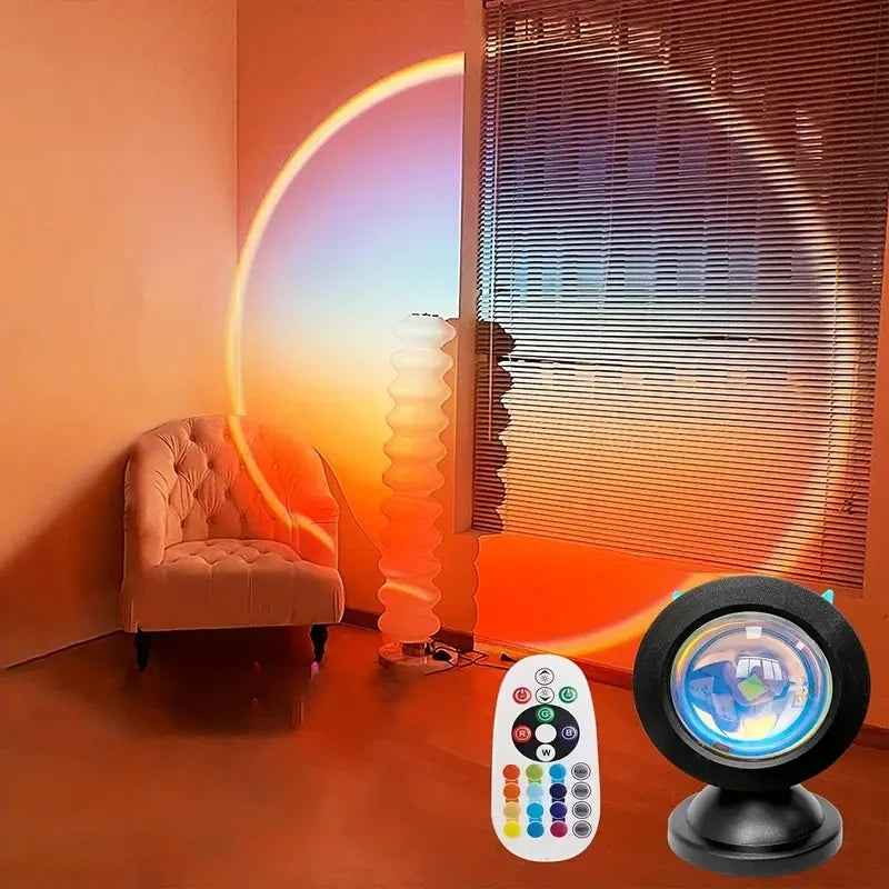 New Sunset Light with Earbuds & Remote Control – 16 Colors, Customizable Version