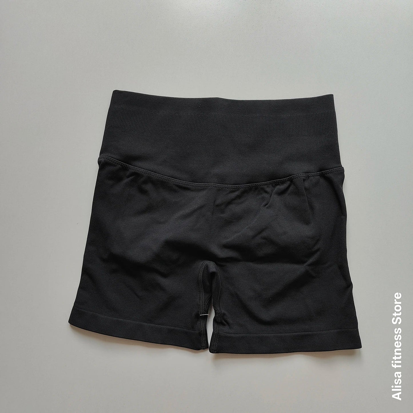 Summer High Waisted Yoga Shorts - Seamless Tummy Control Fitness Running Shorts with Solid Color Stretch Leggings Style