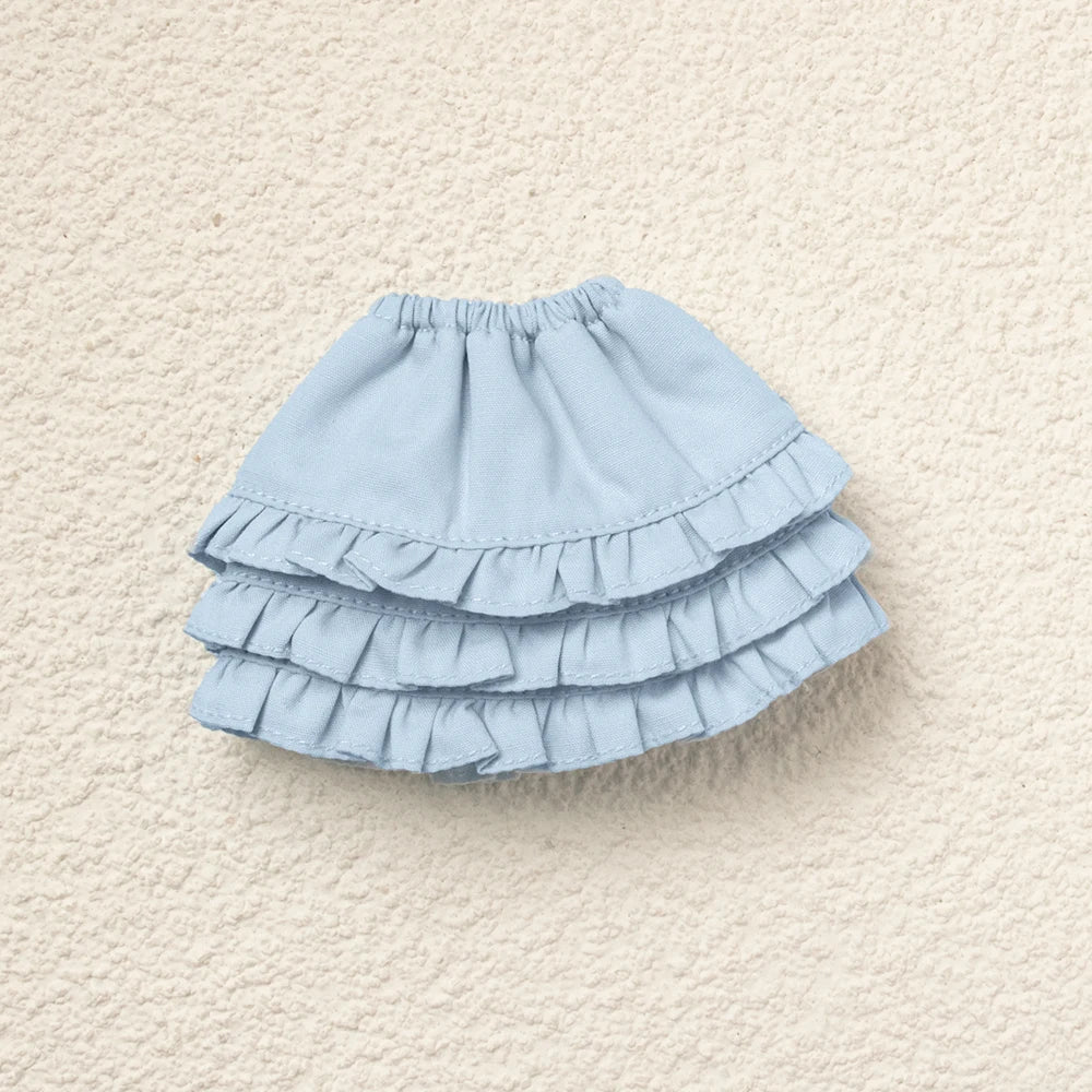 Blythe Doll Clothes Plaid Pleated Skirt & Off-Shoulder Top Tulle Dress Set — Ruffle Skirt for Licca, Azone, OB22, YMY Doll Accessories