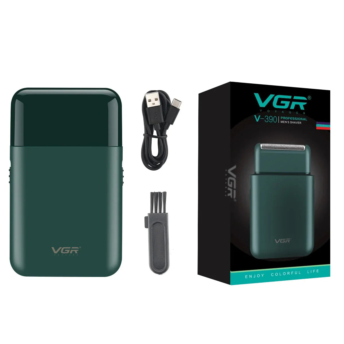 VGR V-390 Electric Shaver – Professional Beard Trimmer & Portable Mini Razor, USB Rechargeable 2-Blade Shaving for Men