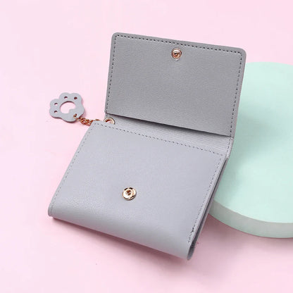 Women’s Cute Cat PU Leather Wallet — Small Short Card Holder Purse with Hasp, Fashion Money Bag for Girls & Gifts