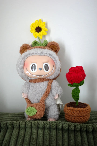 17cm Labubu Doll Clothes – Sunflower Red Flower Heartbeat Macaron Cute Outfit for Labubu Dolls
