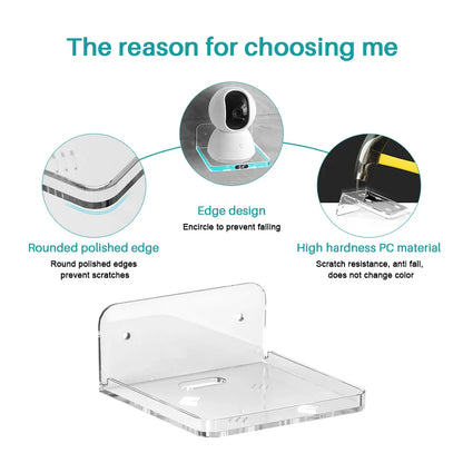 Adhesive Floating Shelf – Wall-Mounted Clear Plastic Shelf for Small Items, Soundbar & Smart Speaker, No Drilling